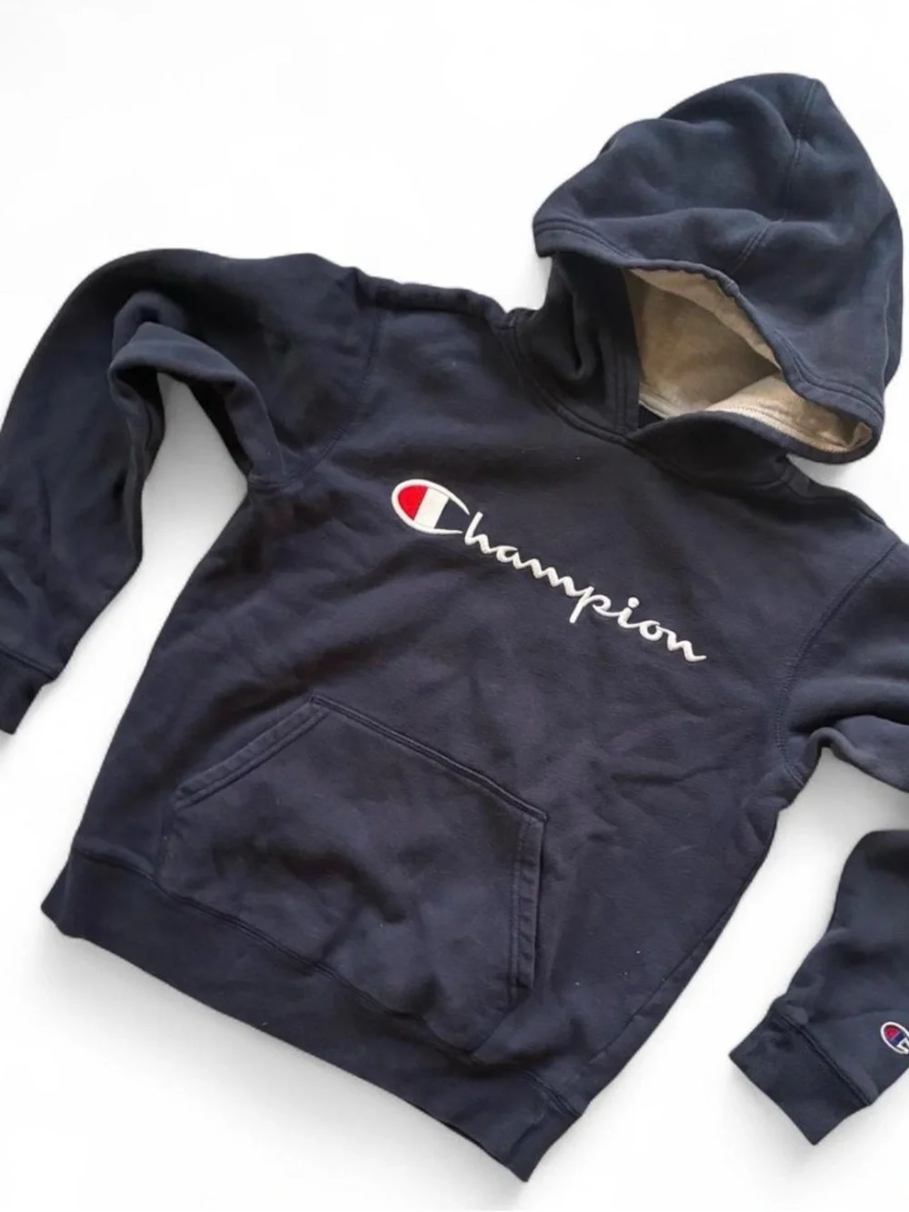 Champion Navy Blue Boy’s Hoodie with Script Logo Size Large 10/12